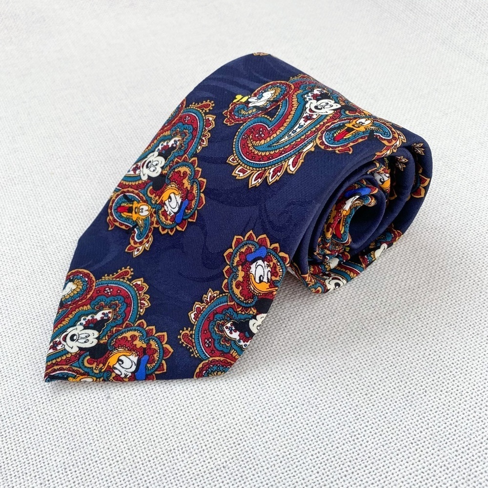 Vintage Disney Mickey Mouse Paisley Print Neck Tie